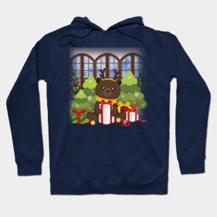 Cute little bear celebrates Christmas eve Hoodie